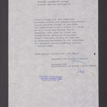 Protokół zapakowania wystawy rysunków Tadeusza Kulisiewicza