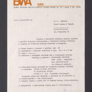 Prosimy o dokonanie przewozu wystawy rysunku i grafiki [...]