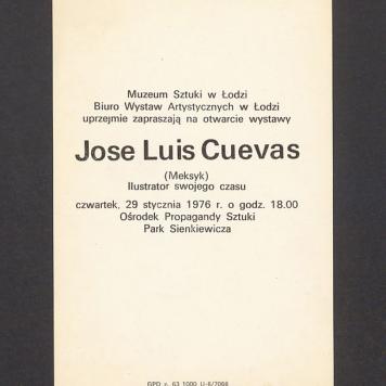 Zaproszenie na otwarcie wystawy "Jose Luis Cuevas (Meksyk) Ilustrator swojego czasu"