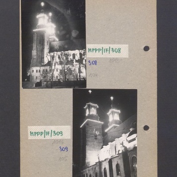 Widok na oświetloną katedrę od strony południowej.