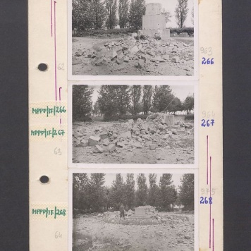 Cmentarz św. Piotra w Gnieźnie i zburzony przez Niemców pomnik powstańców wielkopolskich.