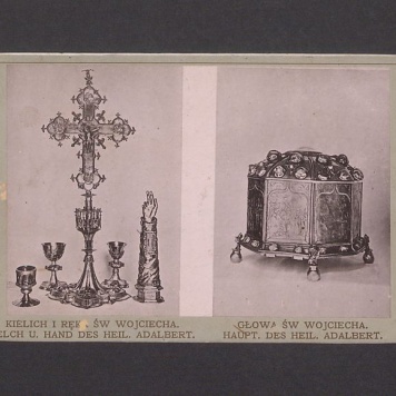 Kielich, ręka i relikwiarz św. Wojciecha.