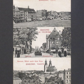 Gniezno. Rynek, ul. Chrobrego, katedra.
