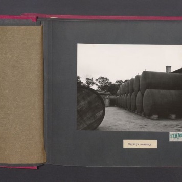 Poszczególne etapy produkcji w Wytwórni Win przy ul. Park Kościuszki 17. Magazyn moszczy.