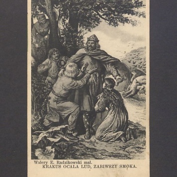 Krakus ocala lud zabiwszy smoka według Walerego E. Radzikowskiego.