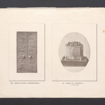 Drzwi Katedry, relikwiarz na głowę św. Wojciecha – ilustracje umieszczone w publikacji E. Raczyńskiego, Wspomnienia z Wielkopolski.