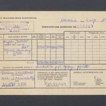 Pokwitowanie komisowe. Z cyklu "Kobieta" - akt na czerni 1967 rysunek lawowany