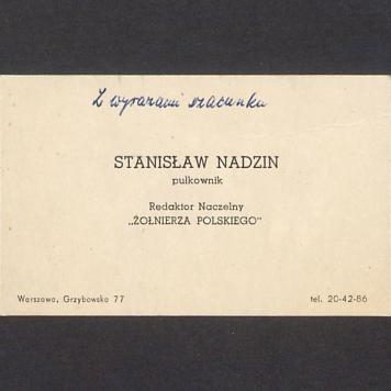 Wizytówka, Stanisław Nadzin