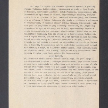 Recenzja. Do 15-go listopada "Le Canard" wystawia rysunki i grafikę Polaka Tadeusza Kulisiewicza [...]