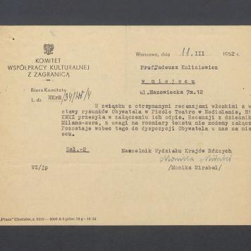 W związku z otrzymanymi recenzjami włoskimi z wystawy rysunków Obywatela [...]