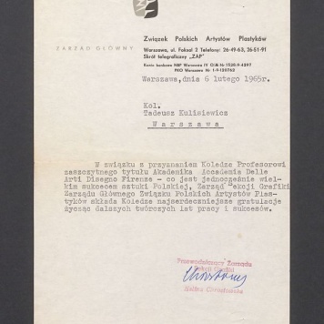 W związku z przyznaniem Koledze Profesorowi zaszczytnego tytułu Akademika Accademia Delle Arti Disegno Firenze [...]