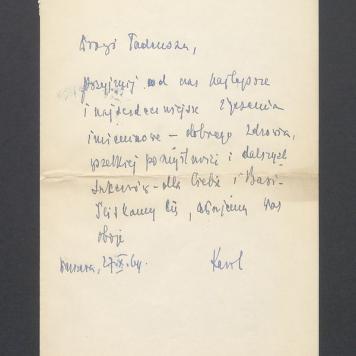 Drogi Tadeuszu, przyjmij od nas najlepsze i najserdeczniejsze życzenia imieninowe [...]