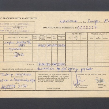 Pokwitowanie komisowe. Z cyklu "Matka" III 1974 rysunek