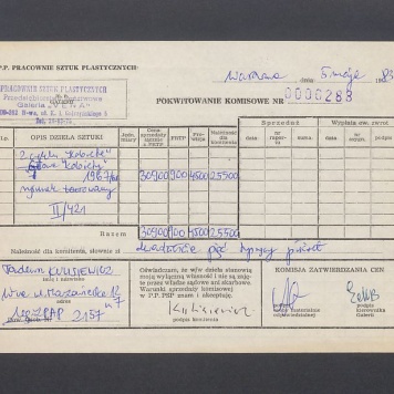 Pokwitowanie komisowe. Z cyklu "Kobieta" - "Głowa kobiety" 1967/68 rysunek lawowany