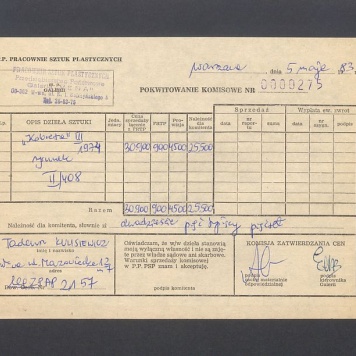 Pokwitowanie komisowe. "Kobieta" III 1974 rysunek
