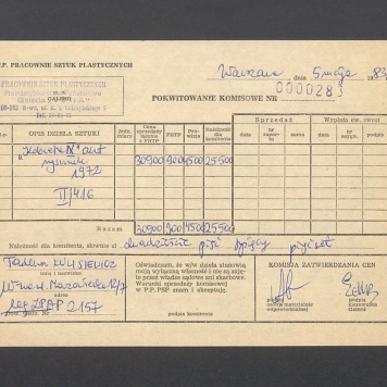 Pokwitowanie komisowe. "Kobieta IX" akt rysunek 1972