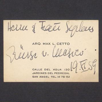 Wizytówka, Arq. Max L. Cetto