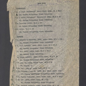 Spis prac. Załącznik do protokołu z 14 VI 1984 Muz. Okr. Ziemi Kaliskiej