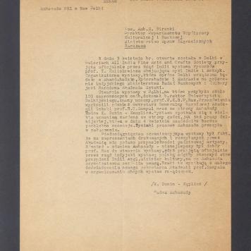 W dniu 3 kwietnia br. otwarta została w Delhi (...) wystawa rysunków prof. T. Kulisiewicza [...]