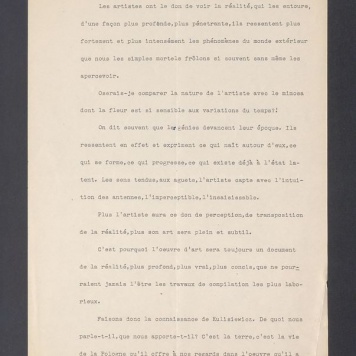 Les artistes ont le don de voir la realite [...]