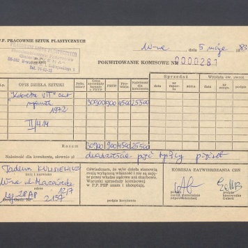 Pokwitowanie komisowe. "Kobieta VII akt rysunek 1972