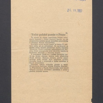Recenzja. Vecer polske poesie v Praze