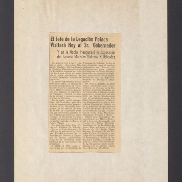 El Jefe de la Legacion Polaca Visitara Hoy al Sr. Gobernador
