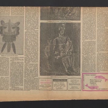 Mujes en el campo. Grabado en madera