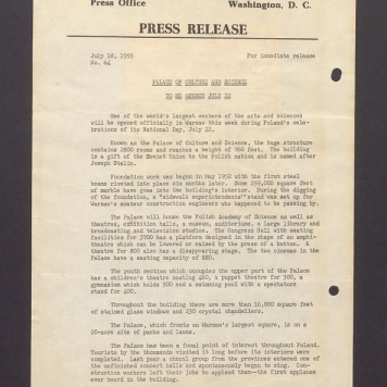 Palace of culture and science to be opened july 22