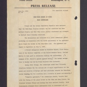 Press release. Odra-Nysa border is final says ccommunique