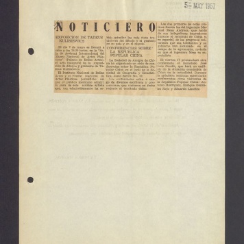 Noticiero. Exposicion de Tadeus Kulisiewics