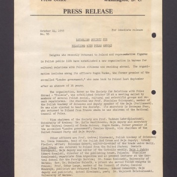 Press release. Establish society for relations with Poles abroad