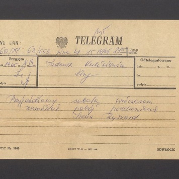 Telegram. Przyjeżdżamy sobota wieczorem [...]