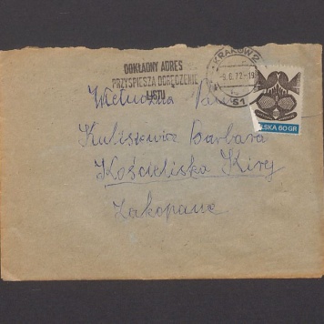 Koperta, adr. Wielmożna Pani Kulisiewicz Barbara