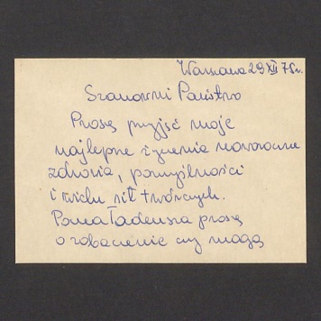 Szanowni Państwo Proszę przyjąć moje najlepsze życzenia [...]