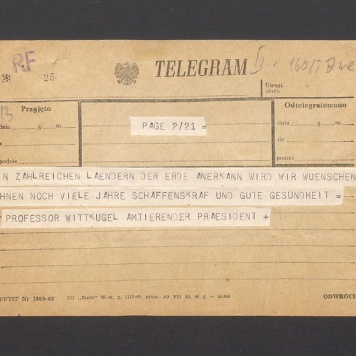 Telegram. In zachlreichen Laendern der Erde [...]