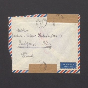 Koperta, adr. W. Państwo Barbara i Tadeusz Kulisiewiczowie