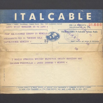 Telegram. Z okazji otwarcia wystawy wszystkie kwiaty [...]