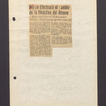 Hoy se Efectuara el Cambio de la Directiva del Ateneo