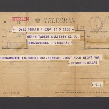 Telegram. Buchausgabe indisches skizzenbuch [...]