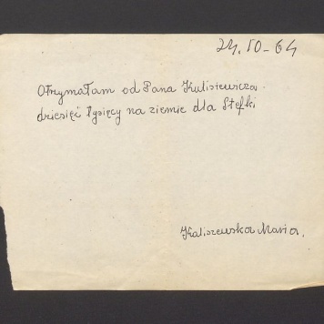 Otrzymałam od Pana Kulisiewicza dziesięć tysięcy [...]