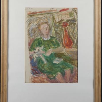 Siedząca kobieta z pieskiem