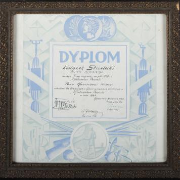 Dyplom Związku Strzeleckiego Powiatu Kępińskiego dla Feliksa Hanischa