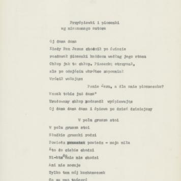 Przyśpiewki i piosenki wg nieznanego autora