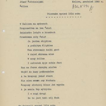 Piosenka sprzed 1914 roku