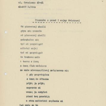 Piosenka z przed I wojny światowej