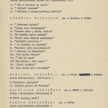 Wykaz nagranych pieśni