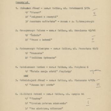 Wykaz uczestników Konkursu folklorystycznego miasta Kalisza 1976/77