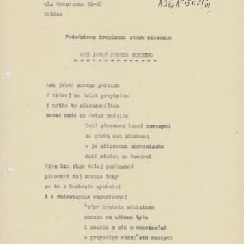 Ach jakaś smutna godzino - podwórkowa tragiczna stara piosenka