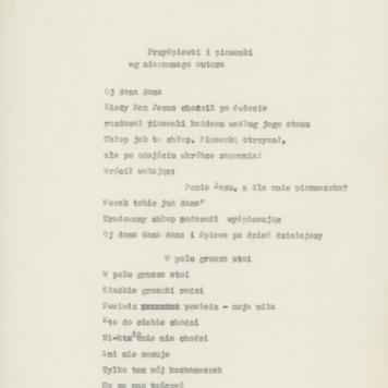 Przyśpiewki i piosenki wg nieznanego autora